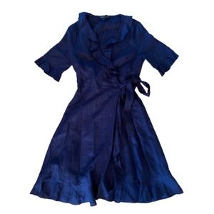 Great Plains Linen Wrap Dress - L